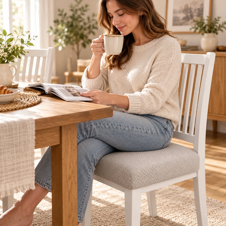 Jacquard Haven – Waterproof Stretch Jacquard Dining Chair Seat Cover
