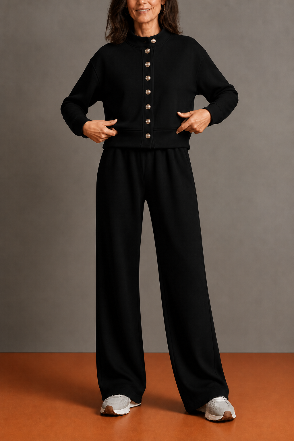 Wideline – Button-Down Cardigan And Wide-Leg Pants Set