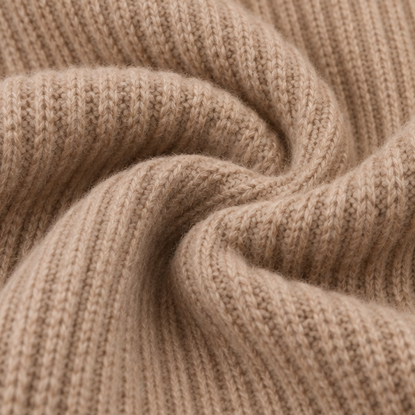 Wovella – Ribbed Knit Button-Neck Hoodie Sweater