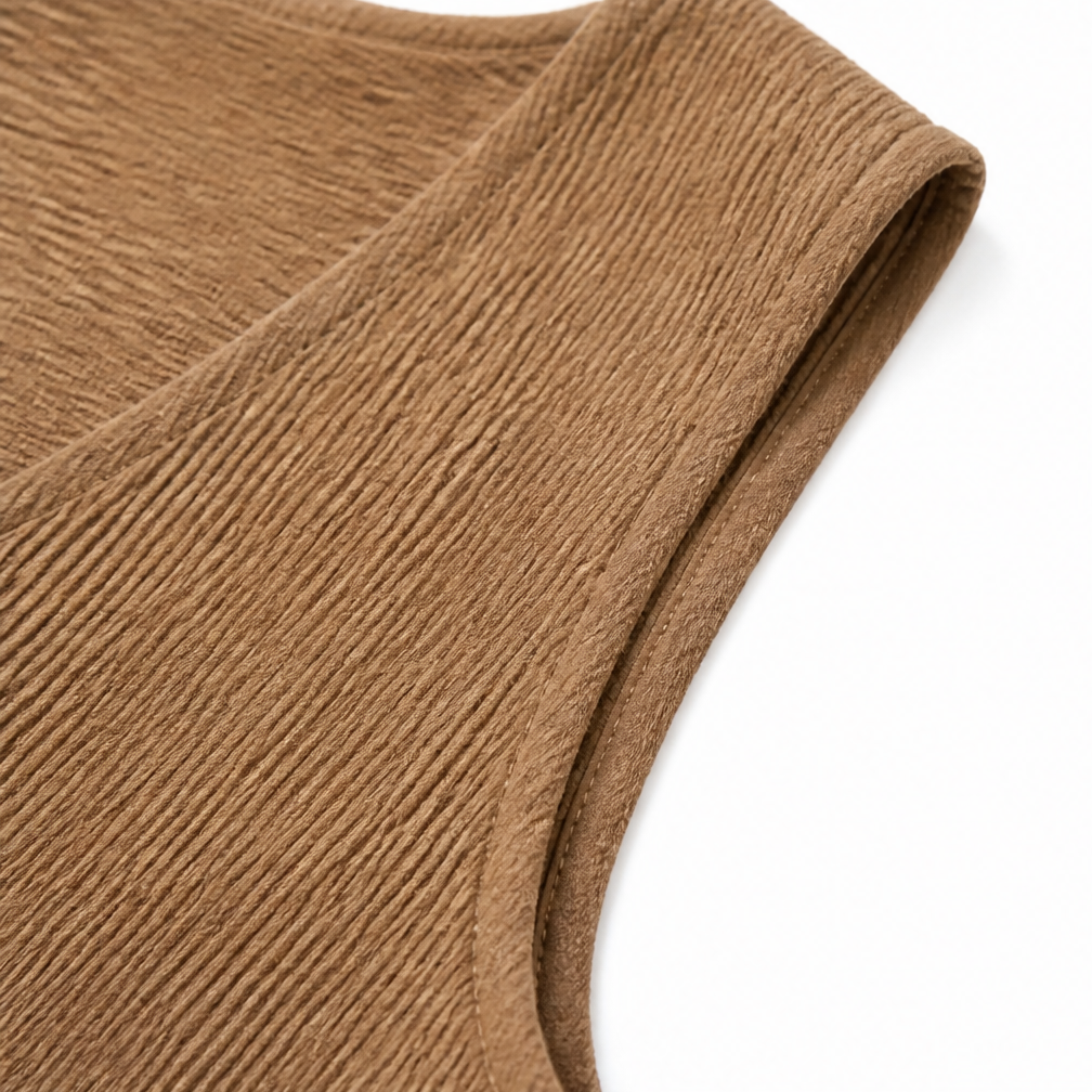 Slantline – Asymmetric Buttoned Neck Ruffle Hem Dress