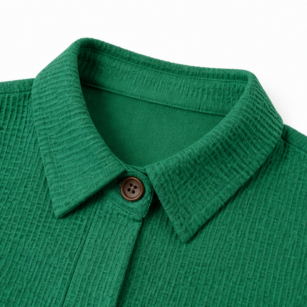 Draperau – Waffle-Knit Asymmetric Placket Top