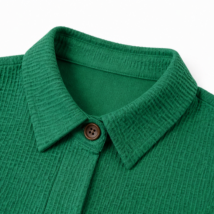 Draperau – Waffle-Knit Asymmetric Placket Top