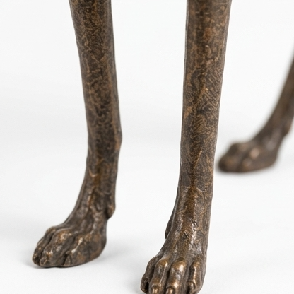 Hound & Heart – Aged Bronze Sighthound Sculpture With Hanging Heart
