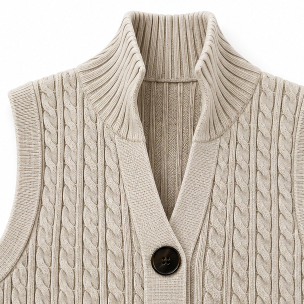 Elara Knit – Cable-Knit Look Longline Vest