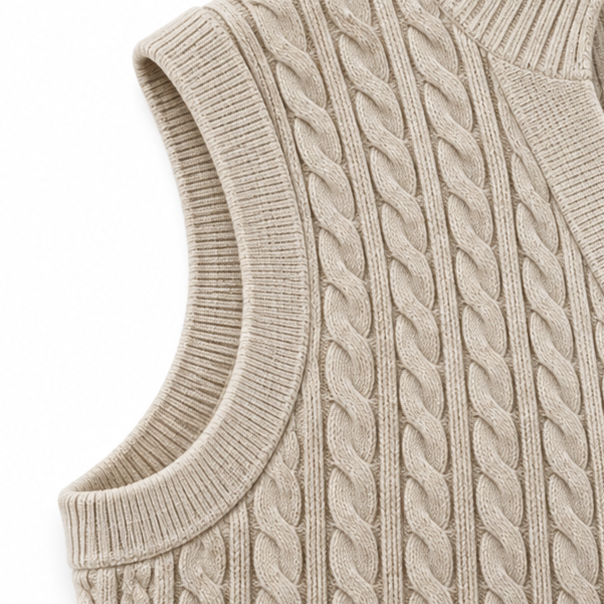 Elara Knit – Cable-Knit Look Longline Vest