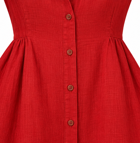 Lumaire – Button-Front Lantern-Sleeve Maxi Dress