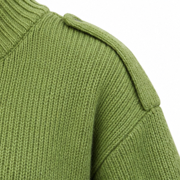 Diavelle – Diagonal Button High-Collar Knit Cardigan