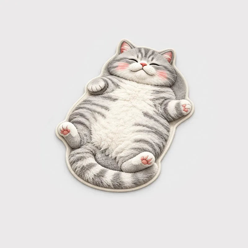 Dozy Paws – Cat-Shaped Printed Area Rug