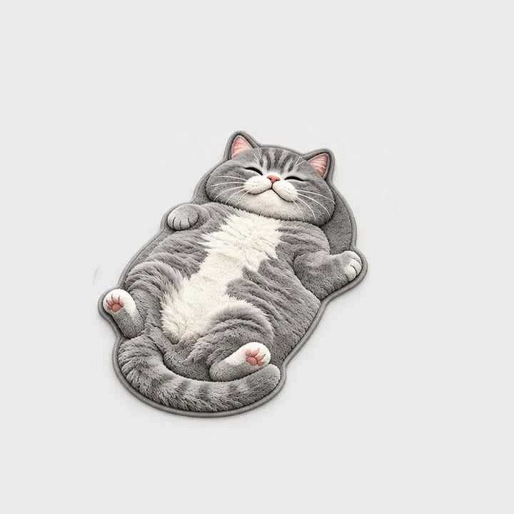 Dozy Paws – Cat-Shaped Printed Area Rug