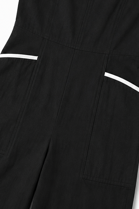 Shouldera – Off-Shoulder Contrast Trim Wide-Leg Jumpsuit