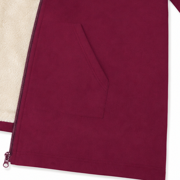Cozelle – Fleece-Lined Look Hooded Mid-Length Jacket