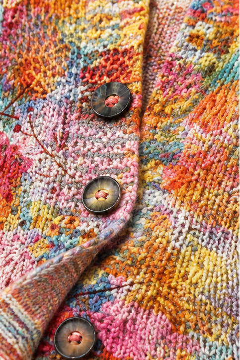 Helena – Floral Print Open-Front Knit Cardigan