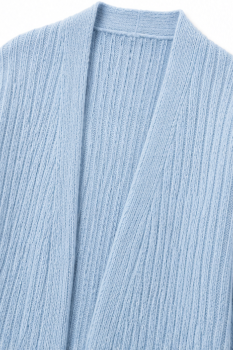 Cozelle – Ribbed Duster Open-Front Long Cardigan