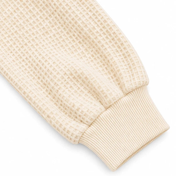 Wafflelyn – Waffle-Knit Round-Neck Sweater