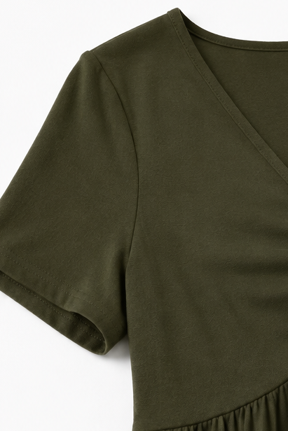 Wearbella – Ruched V-Neck Flared Midi Dress
