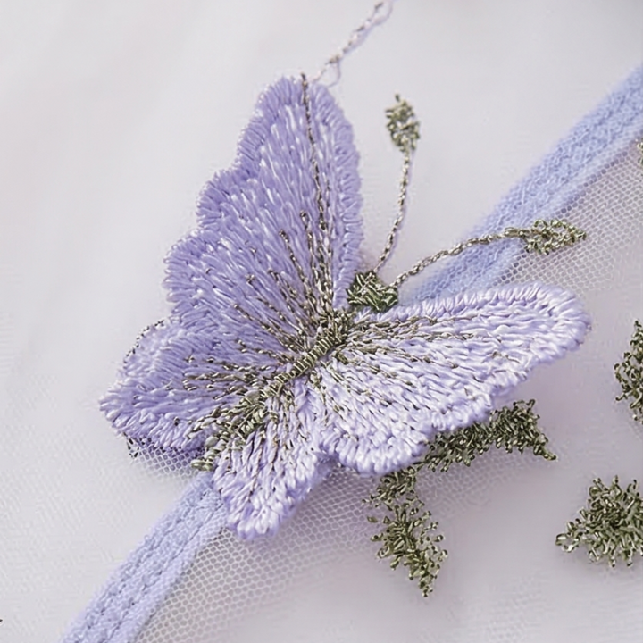 Papielle™ – Butterfly Embroidery Mesh Nightdress Set