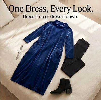 Sofelle™ - Velvet Cocoon Midi Dress with Hidden Pockets