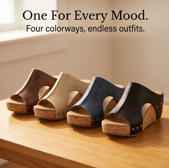Lumera™ - Studded Cork Wedge Sandals