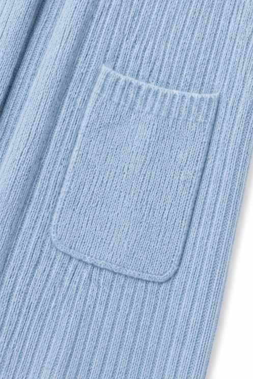 Cozelle – Ribbed Duster Open-Front Long Cardigan