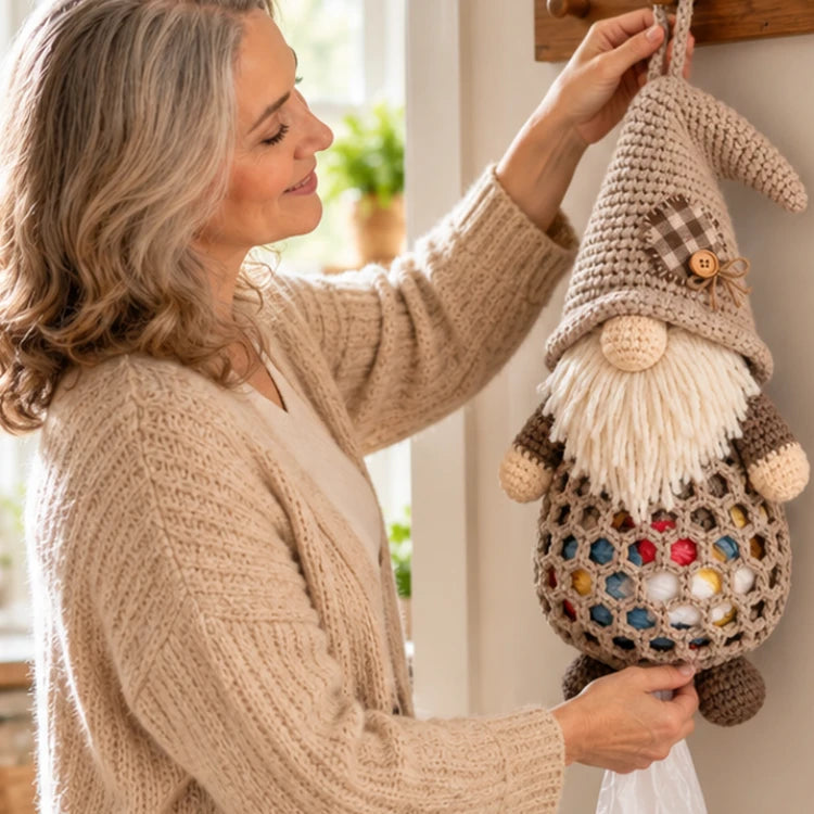 Gnome & Gather – Crochet Gnome Bag Holder