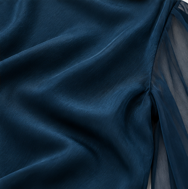 Veloura – Velvet Patchwork Ruffle Sleeve Blouse