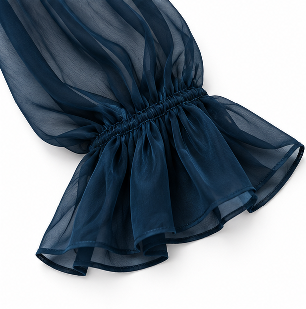 Veloura – Velvet Patchwork Ruffle Sleeve Blouse