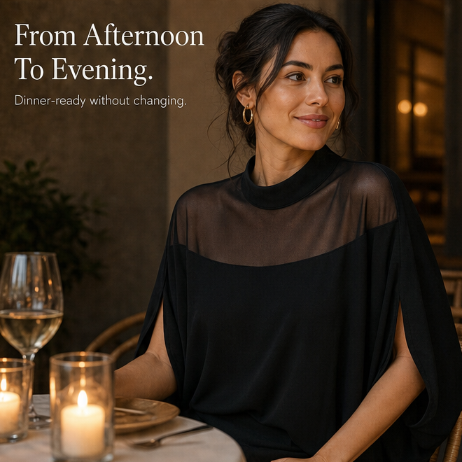 Florenza™ – Mesh Yoke Batwing Blouse