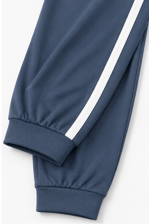Cozelle – Striped Trim Crewneck Two-Piece Lounge Set