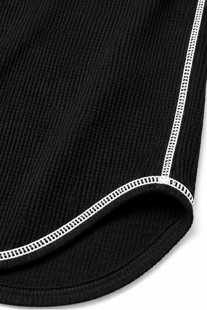 Wearbella – Waffle Knit Contrast Stitch Henley Top