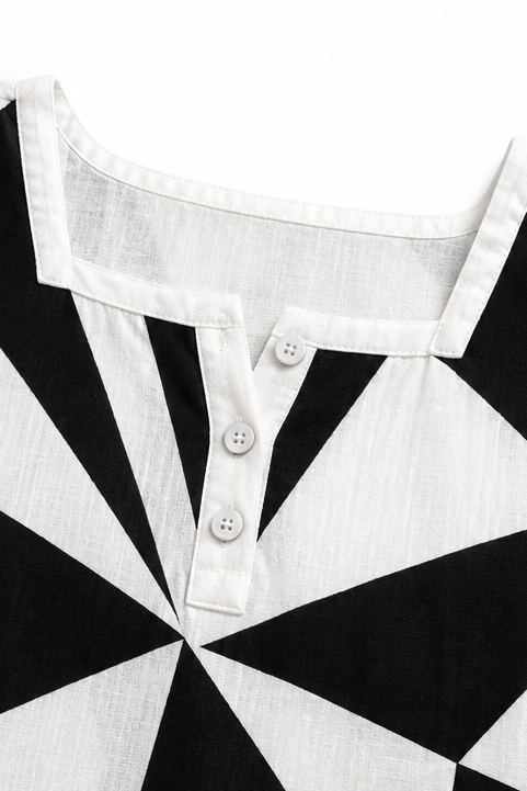 Wearlynn – Square Neck Geometric Print Blouse
