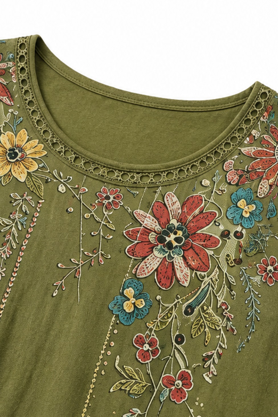 Vellamore – Floral Print Three-Quarter Sleeve Tunic Top
