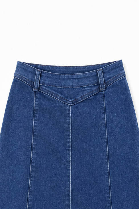 Wearbella – High-Waist A-Line Denim Maxi Skirt
