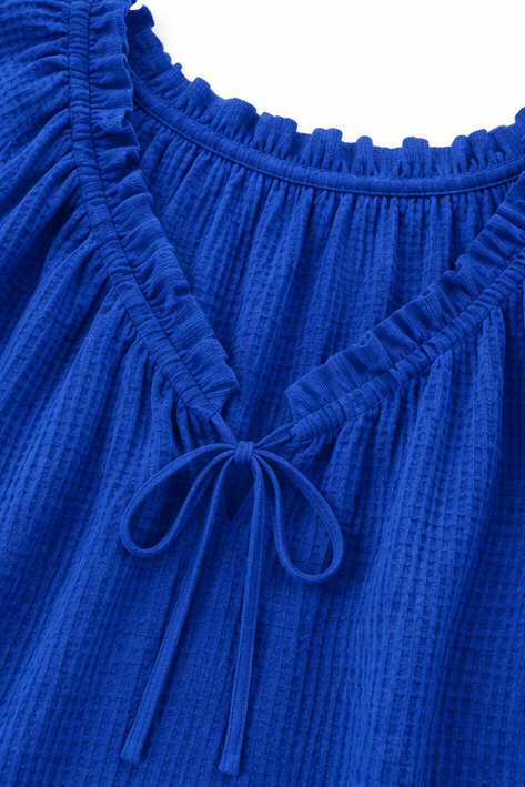 Softline – Loose-Fit Ruffle Tie-Collar Blouse
