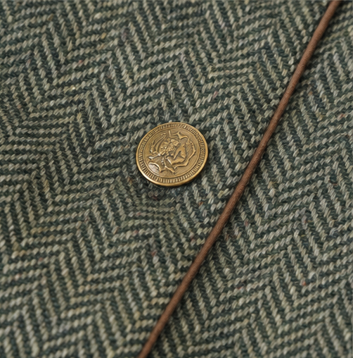 Herrivé – Contrast-Trim Herringbone Structured Blazer