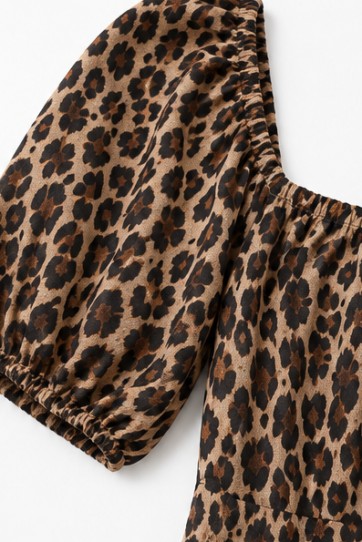 Wearbella – Coffee Leopard Square Neck Maxi Dress