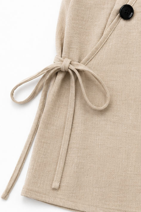 Wearbella – Side-Tie Diagonal-Button V-Neck Top