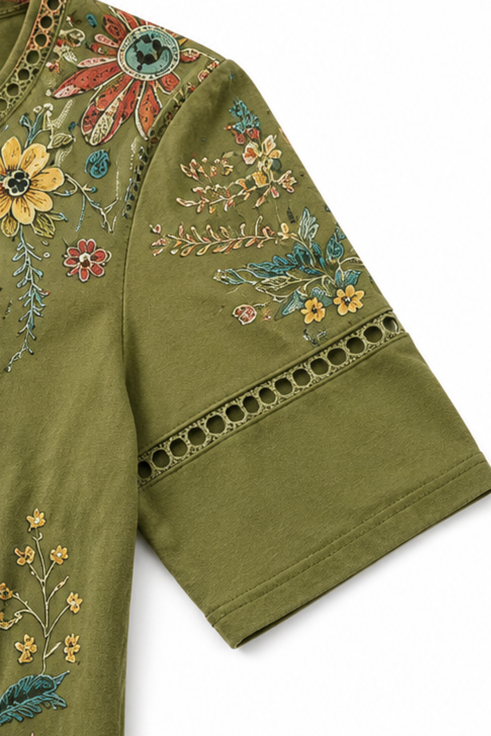 Vellamore – Floral Print Three-Quarter Sleeve Tunic Top