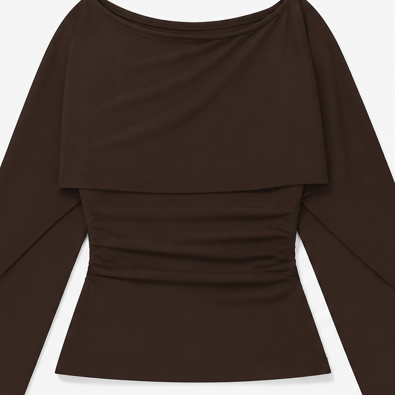 Wearbella – Cape Overlay Ruched Batwing Top