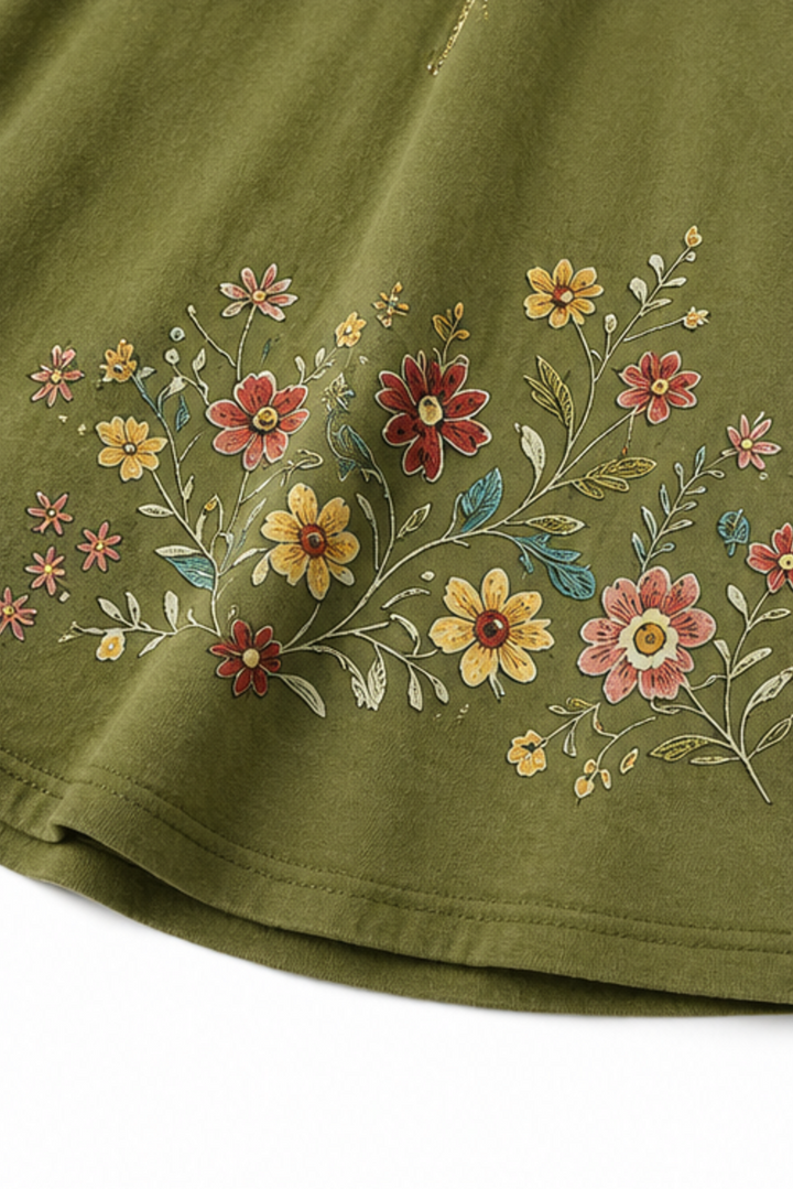 Vellamore – Floral Print Three-Quarter Sleeve Tunic Top