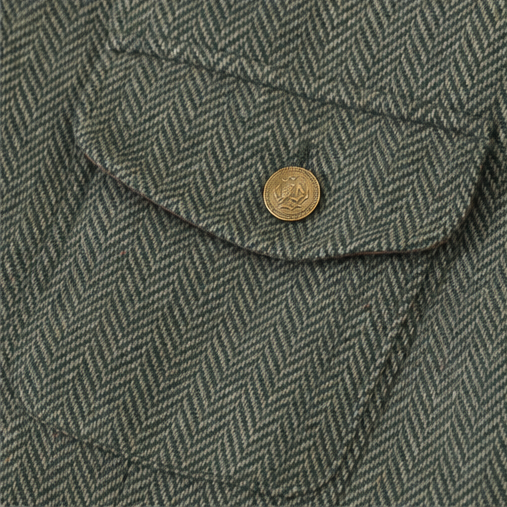 Herrivé – Contrast-Trim Herringbone Structured Blazer