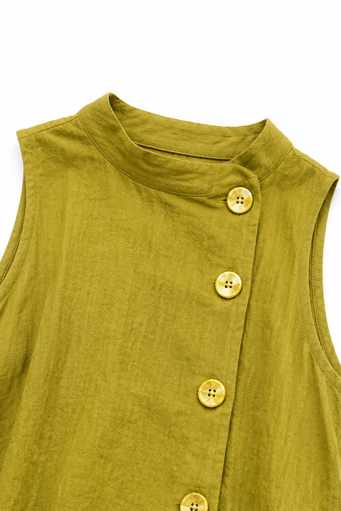 Sunvela – Full-Placket Button-Front Sleeveless Maxi Dress