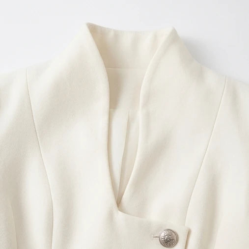 Belvetra – Peplum Waist Button-Front Blazer