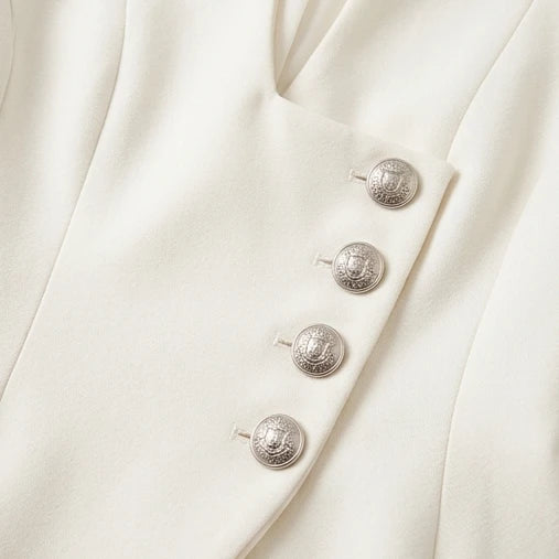 Belvetra – Peplum Waist Button-Front Blazer