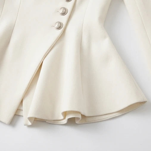 Belvetra – Peplum Waist Button-Front Blazer