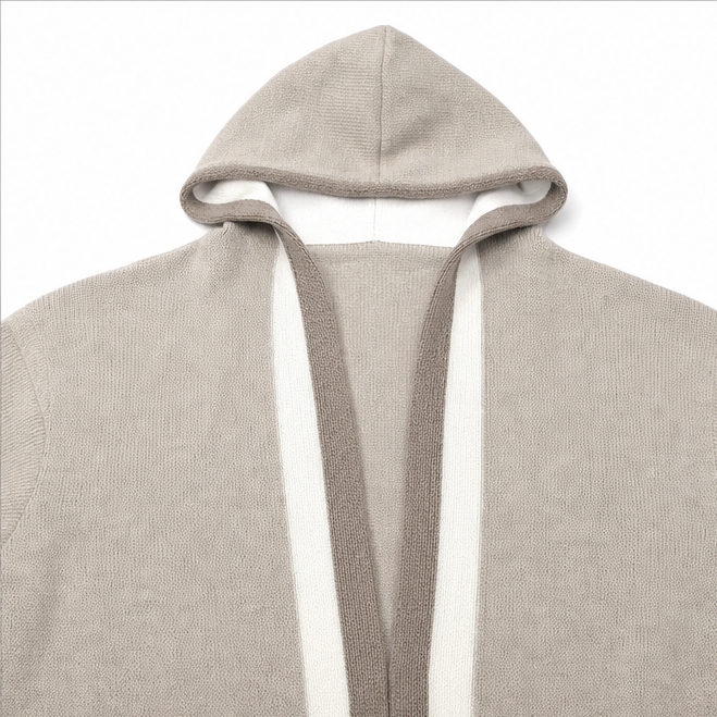 Coshabelle – Color-Block Hooded Long-Line Cardigan