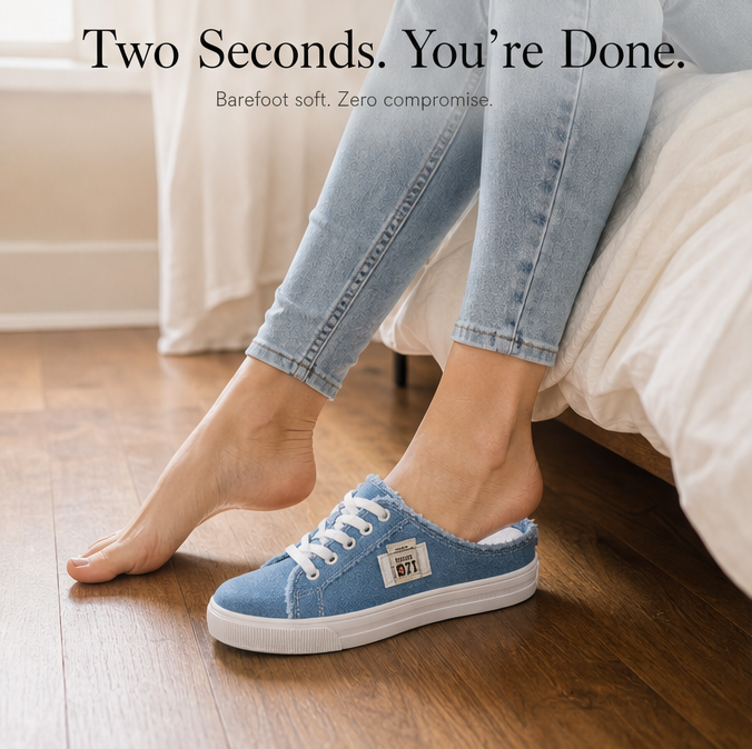 Vellora™ – Frayed Denim Slip-On Sneakers