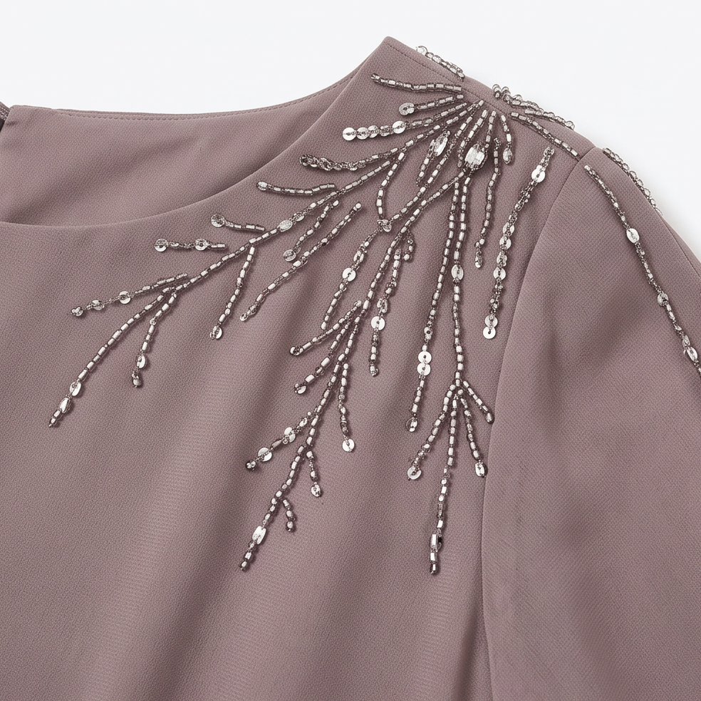 Draperie – Cape Sleeve Chiffon-Look Overlay Wide-Leg Pantsuit