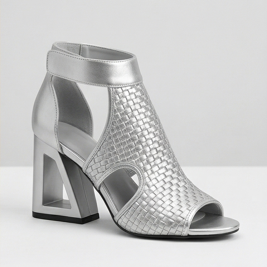 Tessara™ — Woven Peep Toe Block Heel Sandals