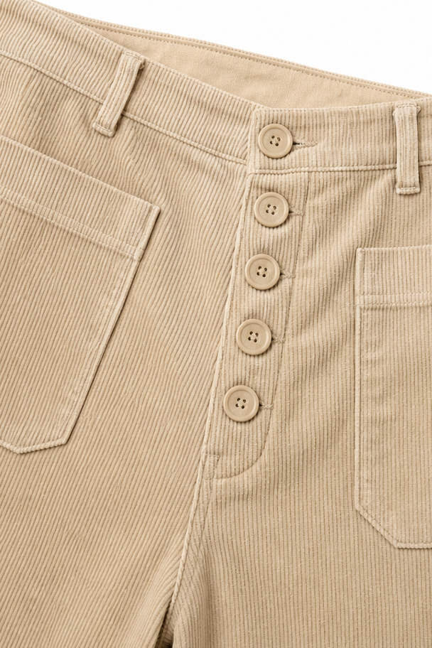 Wideluxe – High-Waisted Stretch Corduroy-Look Wide-Leg Trousers