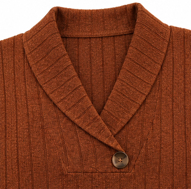 Curvella – Ribbed V-Neck Slim Fit Knit Top